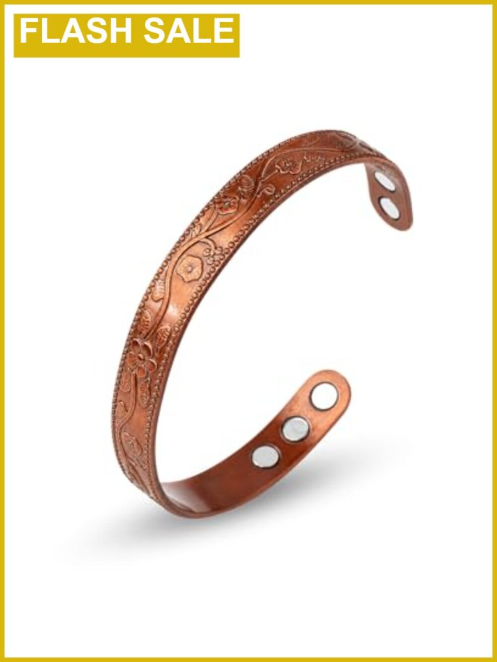 Vintage Bronze Copper Flower Embossed Open Adjustable Cuff Bangle Bracelet for